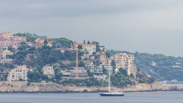 Панорамный вид на город Ницца, Франция. Средиземное море, бухта Ангелов — стоковое видео