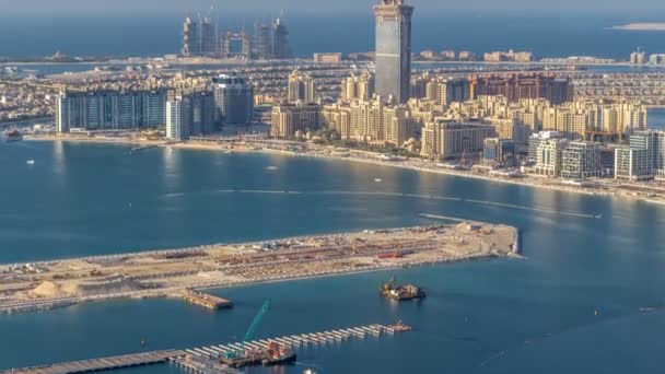 Aerial view of Palm Jumeirah Island timelapse. — Stock Video