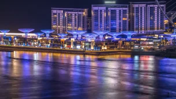 Bluewaters Island hava gece timelapse dönme dolap ile — Stok video