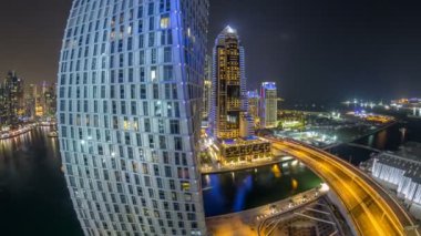 JBR ve Dubai marina hava gece timelapse