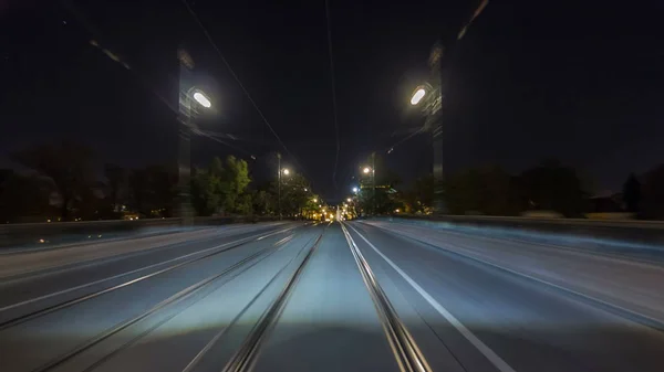 Napęd Prędkości Nocy Ulice Centrum Timelapse Hyperlapse Drivelapse Blured Droga — Zdjęcie stockowe