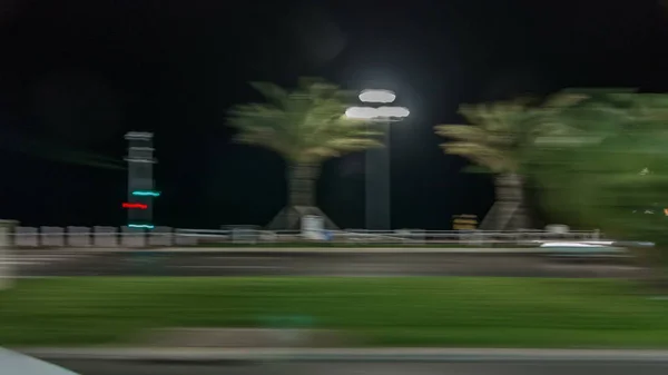 Driving Night Streets Nice Timelapse Hyperlapse Drivelapse France Road Illuminated — Stock Photo, Image