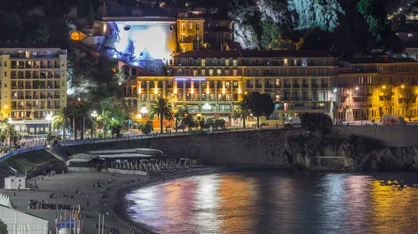 Noční Letecké Panorama Pěkný Timelapse Francie Osvětlené Historické Uličky Nábřeží — Stock fotografie