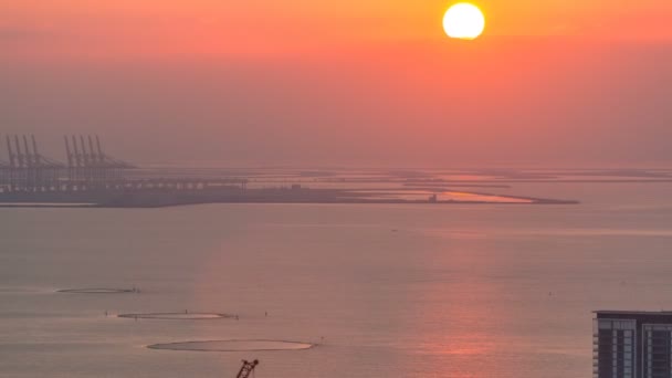 Pôr do sol sobre Bluewaters ilha cronometragem aérea — Vídeo de Stock