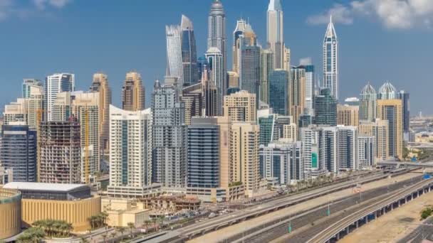 Μαρίνα του Ντουμπάι ουρανοξύστες κορυφαία αεροφωτογραφία με σύννεφα από Jlt σε timelapse: Ντουμπάι, Ηνωμένα Αραβικά Εμιράτα. — Αρχείο Βίντεο