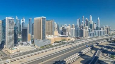 Dubai Yat Limanı gökdelenler Jlt Dubai timelapse, BAE, gün boyunca'deki hava üstten görünüm.