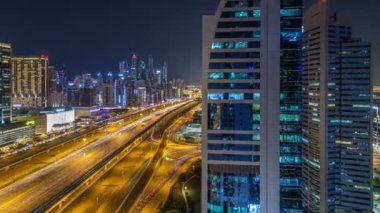 Dubai Yat Limanı timelapse fantastik çatı skyline.