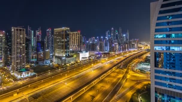 Fantastisch dak skyline van Dubai marina timelapse. — Stockvideo