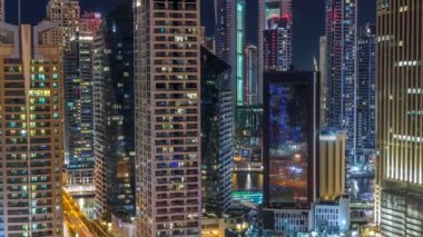 Dubai Yat Limanı timelapse fantastik çatı skyline.