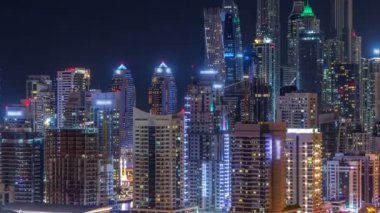 Dubai Yat Limanı timelapse fantastik çatı skyline.