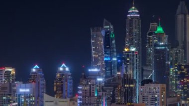 Dubai Yat Limanı timelapse fantastik çatı skyline.