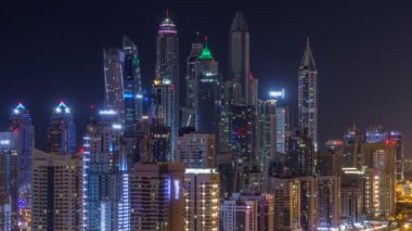 Dubai Yat Limanı timelapse fantastik çatı skyline.