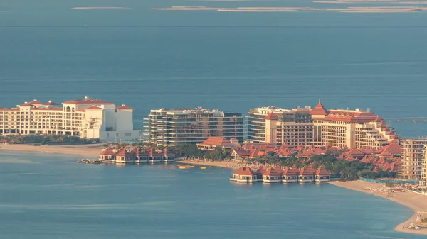 Vista Aerea Palm Jumeirah Island Timelapse Vista Dall Alto Serale — Foto Stock