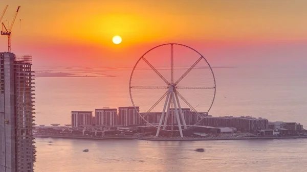 Wyspa Bluewaters Zachód Antenowe Timelapse Diabelskim Młynem Nowe Spaceru Centrum — Zdjęcie stockowe