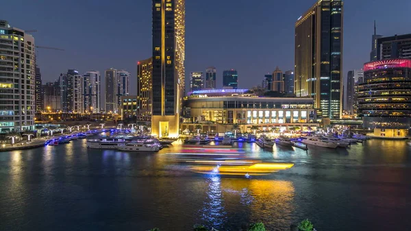 Voile Aérien Dubai Marina Avec Centre Commercial Restaurants Tours Yachts — Photo