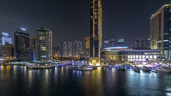 Vew Aerea Dubai Marina Con Centro Commerciale Ristoranti Torri Yacht — Foto Stock