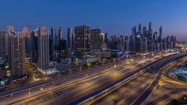 Dubai Marina Wolkenkratzer Luftaufnahme Vor Sonnenaufgang Von Jlt Dubai Nacht — Stockfoto