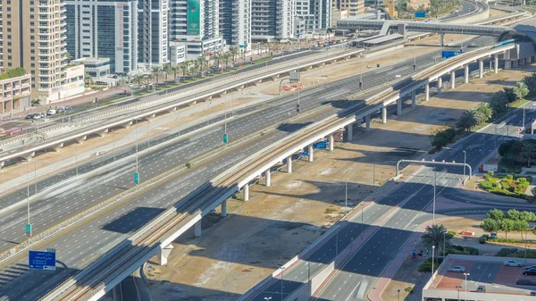 Dubai Yat Limanı Jumeirah Lakes Towers Ilçeleri Timelapse Şeyh Zayed — Stok fotoğraf