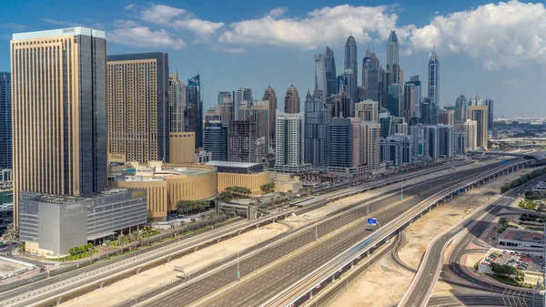 Dubai Marina Rascacielos Vista Aérea Superior Con Bonitas Nubes Jlt — Foto de Stock