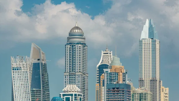 Dubai Marina Wolkenkrabbers Luchtfoto Bovenaanzicht Met Mooie Wolken Van Jlt — Stockfoto