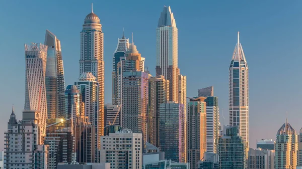 Μαρίνα Του Ντουμπάι Ουρανοξύστες Εναέρια Άποψη Στην Ανατολή Του Ηλίου — Φωτογραφία Αρχείου