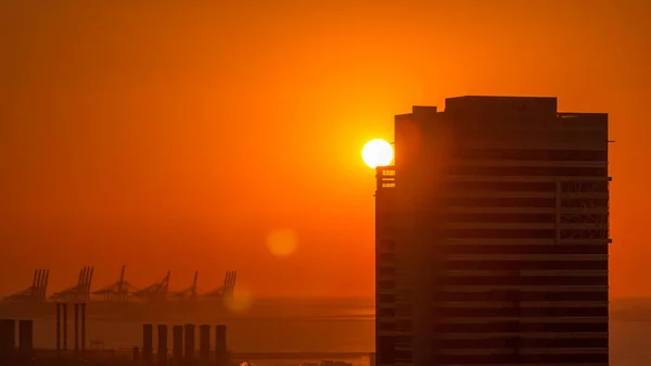 Dubai Marina Com Pôr Sol Colorido Dubai Emirados Árabes Unidos — Fotografia de Stock