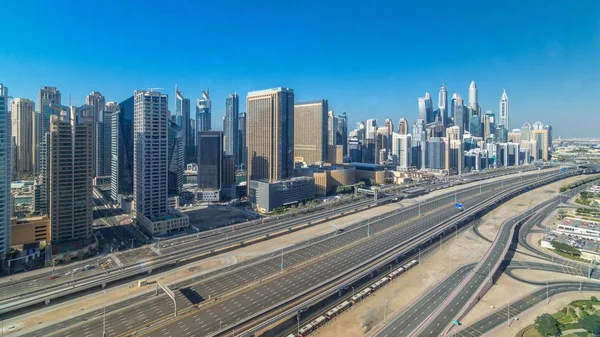 Dubai Marina Mrakodrapy Letecký Pohled Shora Celý Den Rána Západu — Stock fotografie