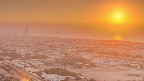 Αεροφωτογραφία του νησί Palm Jumeirah timelapse. — Αρχείο Βίντεο