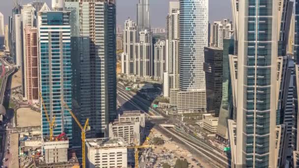 Widokiem na zachód słońca z plaży na timelapse Jbr - przy słynnej plaży Jumeirah w Dubaju, Zjednoczone Emiraty Arabskie — Wideo stockowe