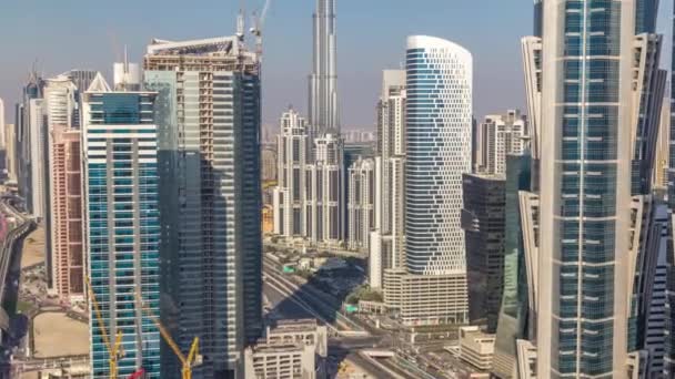 Zonsondergang uitzicht op strand op Jbr timelapse - Jumeirah Beach Residence in Dubai, Verenigde Arabische Emiraten — Stockvideo