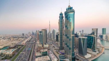 JBR ve Bluewaters Island günbatımı hava timelapse sırasında