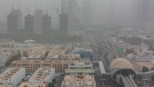 Paisaje urbano de Dubái durante la tormenta de arena timelapse — Vídeo de stock
