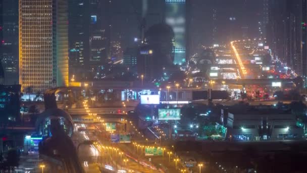 Kum fırtınası gece zaman atlamalı sırasında Dubai cityscape — Stok video