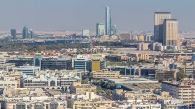 Tipik binalar zaman atlamalı mahalle Deira havadan görünümü, Dubai, Birleşik Arap Emirlikleri