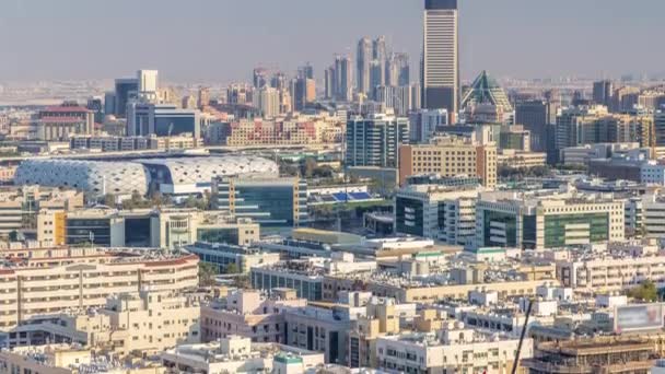 Luftaufnahme der Nachbarschaft Deira mit typischen Gebäuden Zeitraffer, Dubai, vereinigte arabische Emirate — Stockvideo