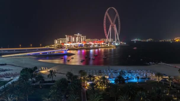 Bluewaters island aerial night timelapse — Stock Video