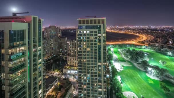 Quartier des Verts vue aérienne depuis le timelapse de la nuit . — Video