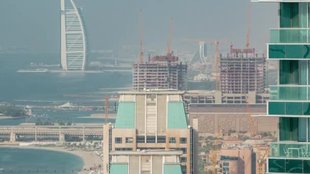 Gratte-ciel modernes dans Jumeirah plage résidence à Dubaï, JBR timelapse aérien — Video