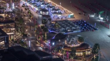 Waterfront genel bakış Jumeirah Beach Residence Jbr silueti hava gece timelapse