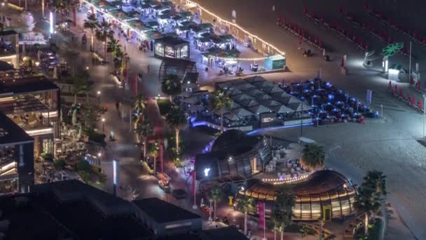 Visão geral da orla Jumeirah Beach Residence JBR skyline air night timelapse — Vídeo de Stock