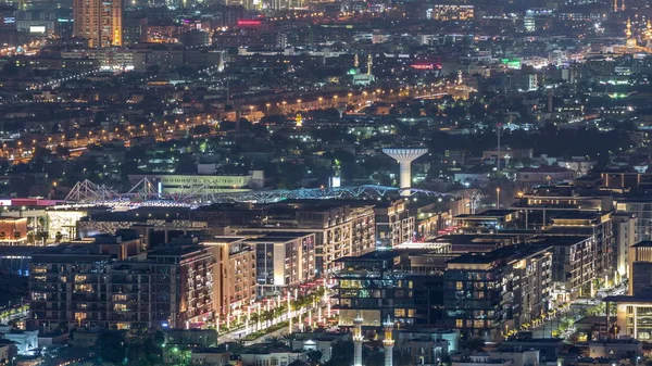 Dubai City Walk aerial timelapse, travel and leisure venue in Dubai downtown — Stock Photo, Image