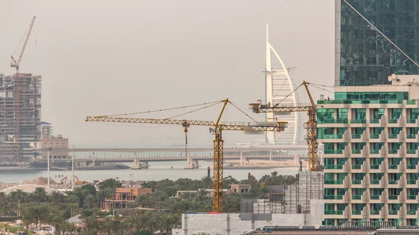 Vista aérea da praia em JBR timelapse em Dubai, Emirados Árabes Unidos — Fotografia de Stock