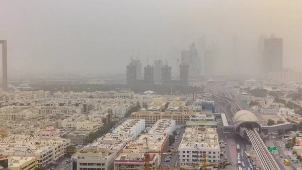 Dubai városkép alatt homokvihar TimeLapse — Stock Fotó