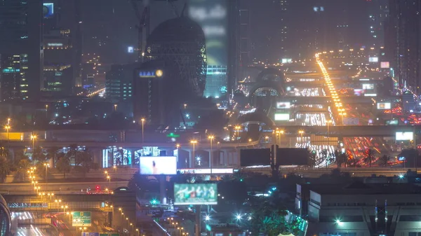 Dubai stadsbilden under sandstorm Night Timelapse — Stockfoto