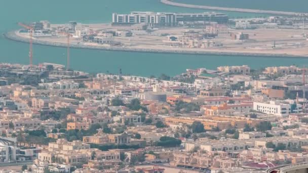 Widok z lotu ptaka na Dubajską wyspę Daria Island, Dubaj, Zjednoczone Emiraty Arabskie — Wideo stockowe