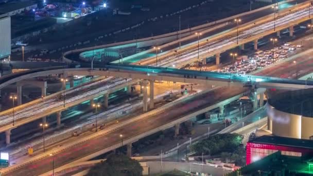 Dubai strada del centro con traffico occupato e grattacieli intorno timelapse . — Video Stock