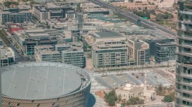 Dubai City Walk ve arena timelapse için havadan görünüm.