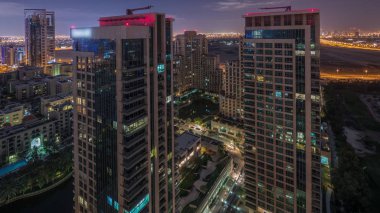 Yeşiller ilçe hava görünümü yukarıdan tüm gece timelapse.