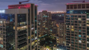 Yeşiller ilçe hava görünümü yukarıdan tüm gece timelapse.