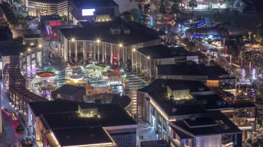 Waterfront genel bakış Jumeirah Beach Residence Jbr silueti hava gece timelapse